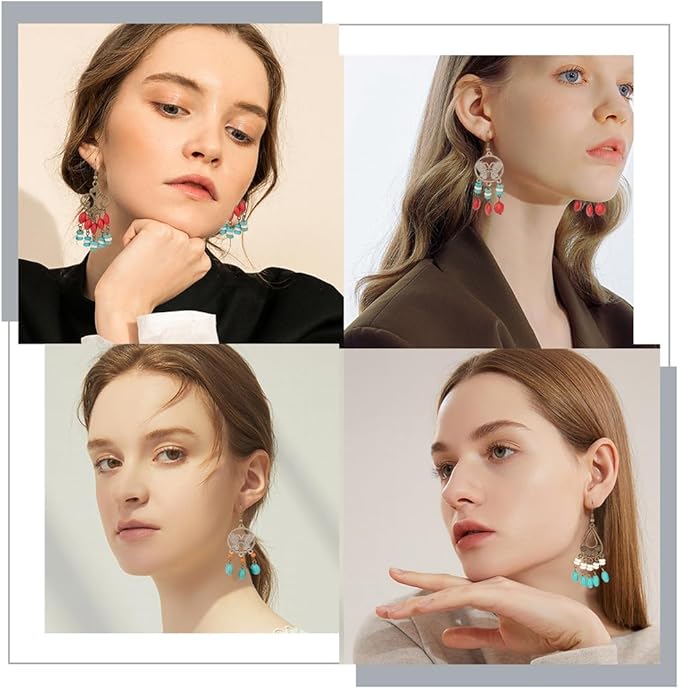 SUNNYCLUE 1 Box DIY Make 10 Pairs Bohemian Chandelier Earrings Making Kit Including Chandelier Links Turquoise Beads Earring Findings for Women Beginners DIY Earring Jewelry Making Crafts