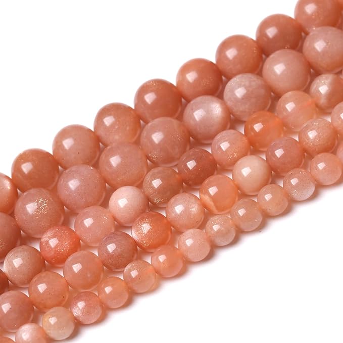 60pcs 6mm 7A Natural Orange Sunstone Round Loose Spacer Beads for Jewelry Making DIY Bracelets Necklaces Healing Energy Stone Beads (6mm, 7a Suntone)