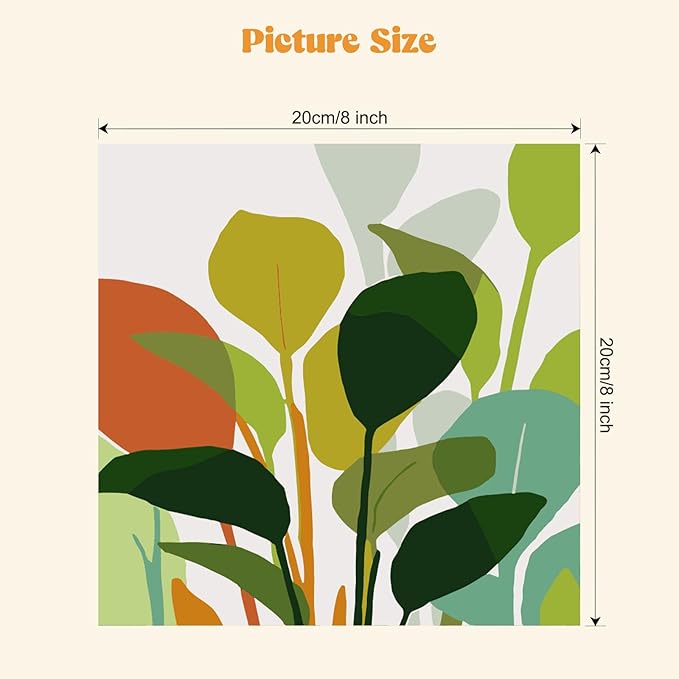MXJSUA 4 Pack Tulips Green Plant Framed Paint by Numbers Kit with Canvas for Adults Beginner, DIY Acrylic Oil Painting Kits with Brushes for Home Wall Decor Gift (8x8 inch)