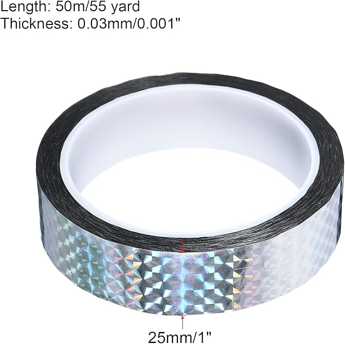 PATIKIL Prism Tape 1 Inch x 55 Yards, Holographic Metalized Reflective Adhesive for Detailing Accent Wall Decor Art, Silver