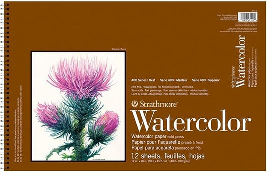 Strathmore P440-3 Watercolor Pad, 12"x18" Wire Bound, 12 Sheets