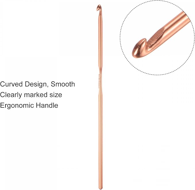 uxcell Aluminum Crochet Hook 3.5mm US Size E (Size 4) Knitting Needles for DIY Craft Yarn Golden Tone 6Pcs