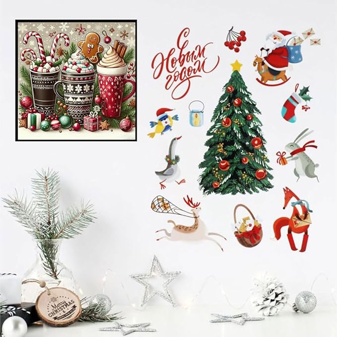 WUSARPLY Christmas Diamond Paintings Kits for Adults, Snowflake Diamond Art Kits Full Drill Diamond Dots Paint with Diamonds Gem Arts and Crafts for Beginner Home Wall Decor