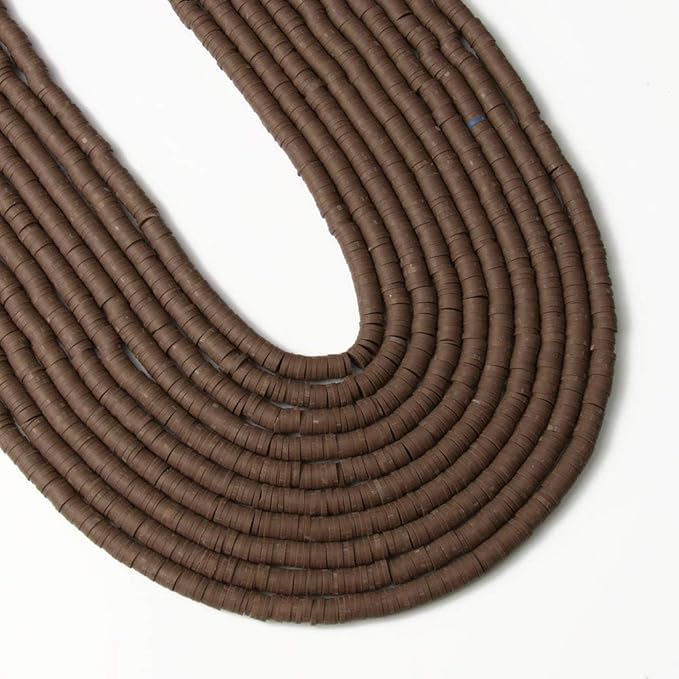 3600 pcs Coffee Clay Beads for Bracelets Making, 10 Strands Flat Round Polymer Clay Beads 6mm Spacer Heishi Beads for Jewelry Making Earring Necklace
