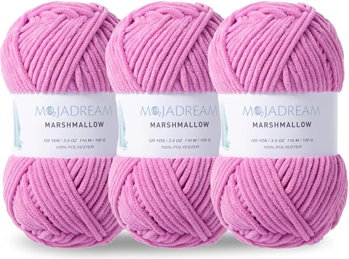 3PCS 3.5oz Chenille Yarn for Blankets Amigurumi: Soft Velvet Baby Yarn Blanket Knitting and Crocheting Bulky 5# Yarn 3 Skeins of 100g (Mauve)