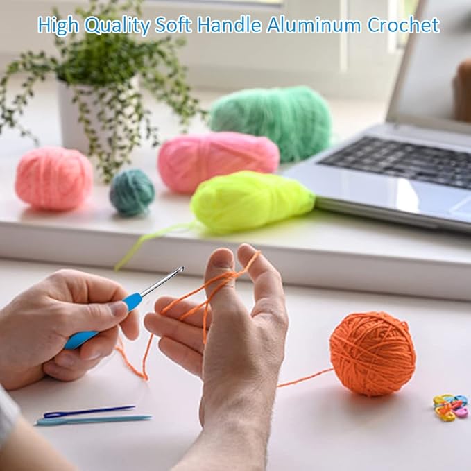 Crochet Hook, 4.0 mm Ergonomic Crochet Hook, Crochet Needles for Arthritic Hands, Knitting Needles with Soft Handle Beginners and Experienced Hobbyists (4.0 mm)