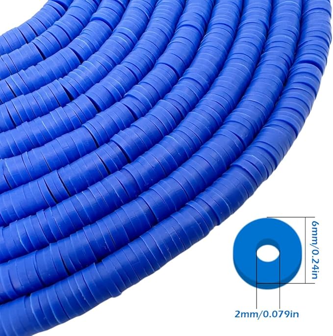 10 Strands Blue Clay Beads for Friendship Bracelets, Heishi Beads for Bracelet Stack, Flat Spacers for Jewelry Making (Royal Blue)