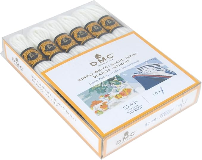 DMC Tapestry Wool - The Simply White Collection - 12 Count - 8.7 Yards Skeins