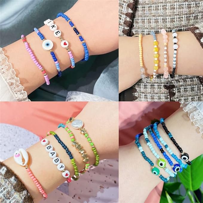 15 Color 4mm Small Assorted Glass Seed Beads,3mm Bugle Beads Friendship Bracelet Kit,2mm Tiny Tube Bead for Jewelry Making(Black)