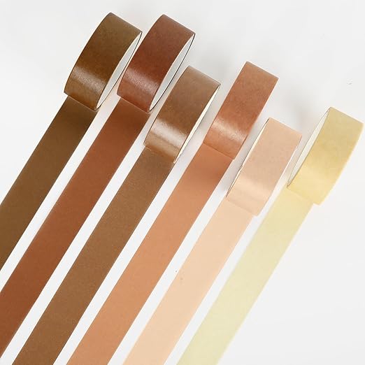Whaline 6 Rolls Brown Washi Tape Set 6 Brown Colors Masking Tape Solid Color Decorative Tape for DIY Crafts Scrapbook Journal Planner Gift Wrapping Supplies, 60 Ft
