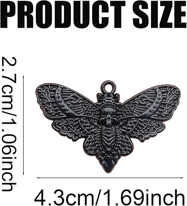 20PCS Skull Head Moth Pendant Alloy Gothic Moth Charms Death Head Insect Jewelry Charms For Jewelry Making DIY Bracelets Necklaces Crafts