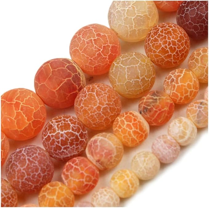 10mm Natural Orange Frosted Agate Gemstone Round Loose Beads Crystal Stone Bracelet Necklace Accessories Crafts for Jewelry Making DIY,1 Strand 15"