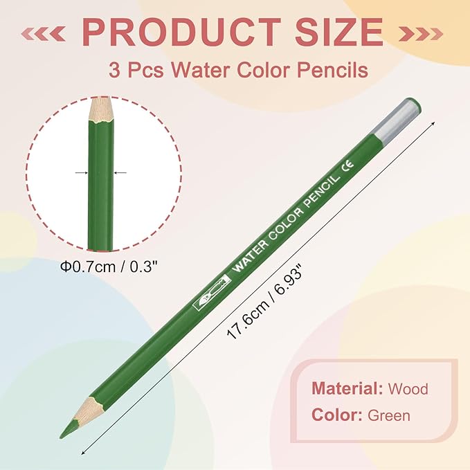 PATIKIL Watercolor Pencils, Green Color Pencil Set Sketch Coloring Drawing Colored Pencils Bulk Artist Drawing Supplies for Adult Coloring Book Blending, 3 Pcs