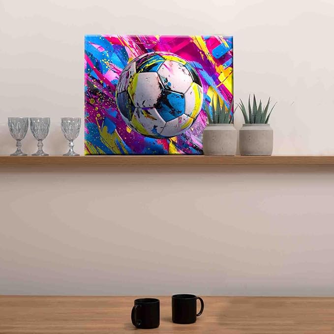 Aihonmin DIY Paint by Numbers,Colorful Soccer,Canvas Oil Painting Kit for Kids and Adults,Drawing Paintwork Acrylic Pigment,for Boys Room Decor Sports Decor for Boys Bedroom(Frameless)