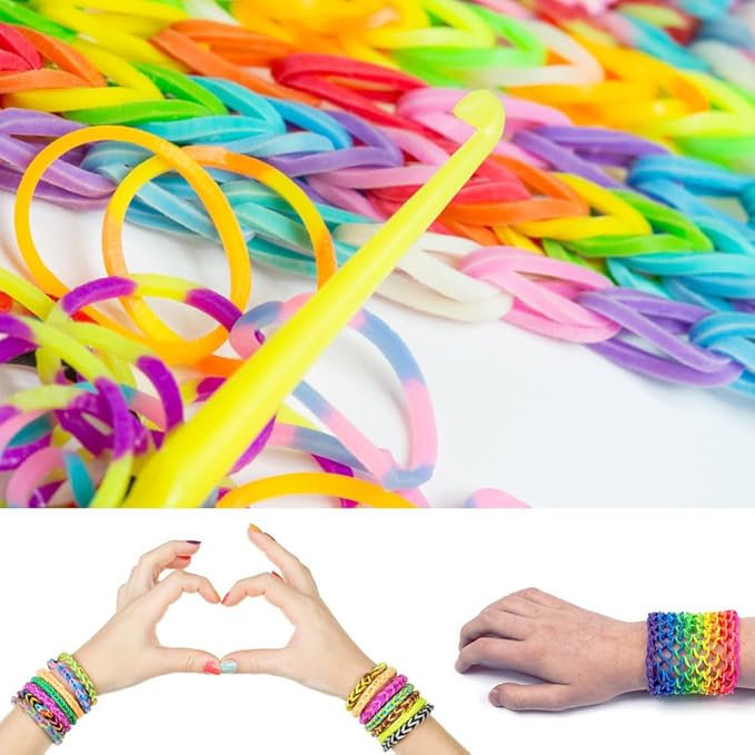 Salome Idea 3000Pcs Loom Rubber Bands Refill Kit, Includes 75 S-Clips & 5 Hooks, Premium Rubber Band Bracelet Making Supplies for Kids DIY Crafting Gift (Mix 1)