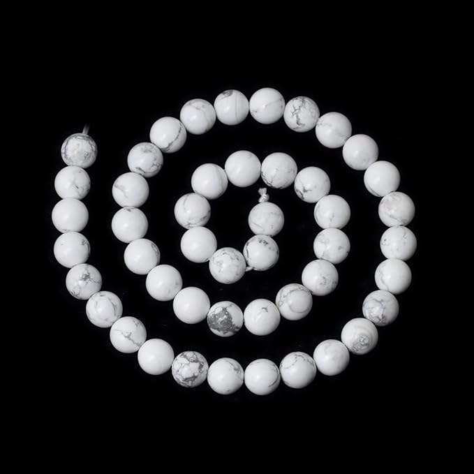 cheavian 8mm 45pcs natural white howlite gemstone round loose stone beads for jewelry making diy crafts design 1 strand 15"