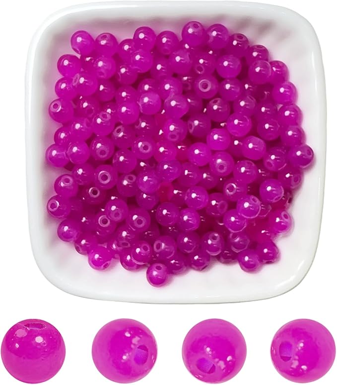 6mm Round Glass Beads for Jewelry Making, 900Pcs Glass Seed Beads for Bracelets, DIY Crafts (Magenta)