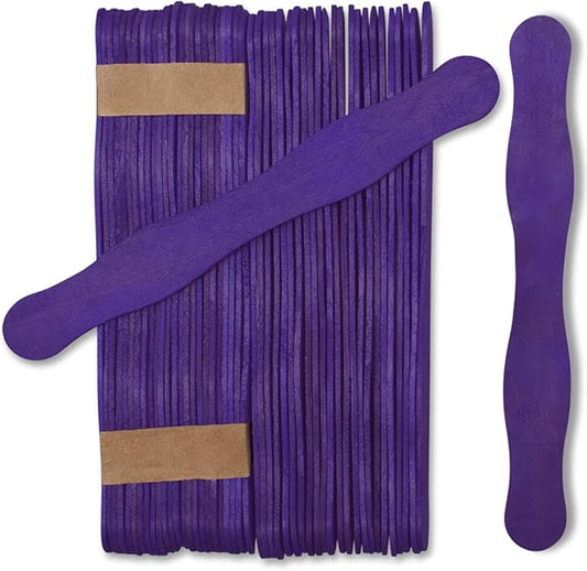 Wooden Purple 8" Fan Handles, Wedding Programs, Paint Mixing, Pack 50, Jumbo Craft Popsicle Sticks for Auction Bid Paddles, Wooden Wavy Flat Stems for Any DIY Crafting Supplies Kit, by Woodpeckers