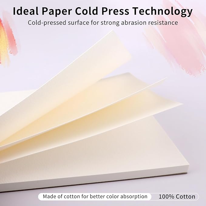 30 Sheets A5 Watercolor Paper Pad(8.3 x 5.8), 140 LB/300 GSM, 100% Cotton Cold Pressed Watercolor Paper for Watercolor Drawing, Mixed Media, Art Journaling, Gouache Ink