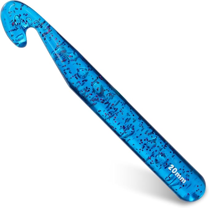 Large Crochet Hooks, 20mm Large Crochet Needles, Huge Crochet Hooks, Colorful Transparent Crystal Crochet Hook for Crocheting Yarn, Chunky Yarn, DIY Crafts(Blue)
