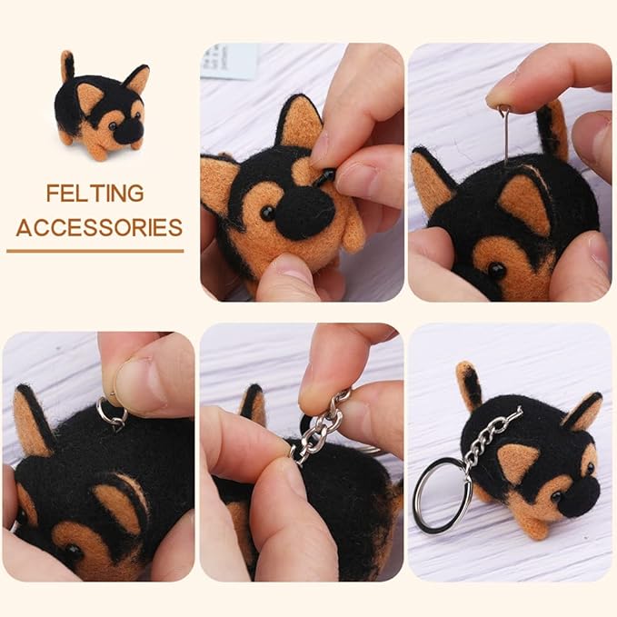 QMNNMA Needle Felting Kit, Animals Needle Felting Set, DIY Wool Felt Materials Set with Felting Tool and Instruction for Needle Felting Craft Project and DIY Handmade