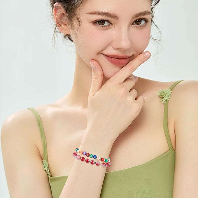 Spritewelry Friendship Bracelet Making Kit with Glass Seed Beads 8mm Red Clay Beads Bracelet Making Kit for Adults Letter Bead for Jewelry Making DIY Crafts Gift Supplies 1 Bag