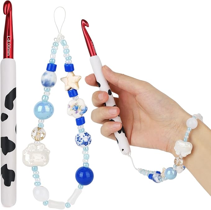 Coopay Crochet Hooks, Crochet Hook with Soft Polymer Clay Handle and Attached Bracelet - Stylish & Practical - 8.0mm (M-13)