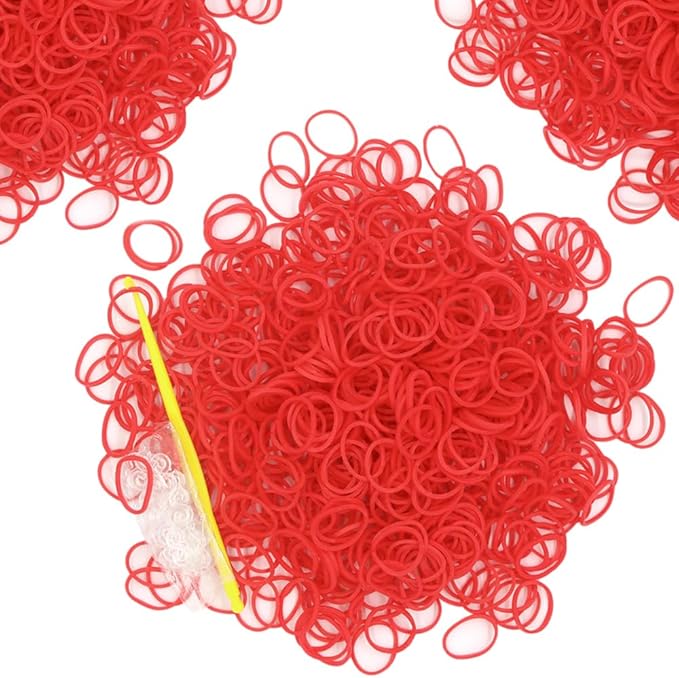 6000-Pack Rubber Loom Bands Making Kit,50PCS S-Clips10-Hooks,Colorful Rubber Bands Refill Kits for Weaving DIY Crafting Gift (Red)