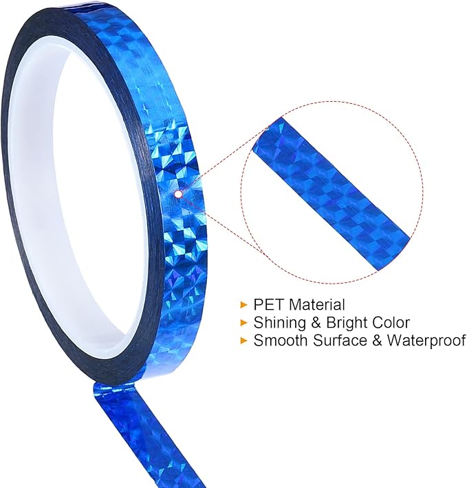 PATIKIL Prism Tape 0.5 Inch x 55 Yards, Holographic Metalized Reflective Adhesive for Detailing Accent Wall Decor Art, Blue