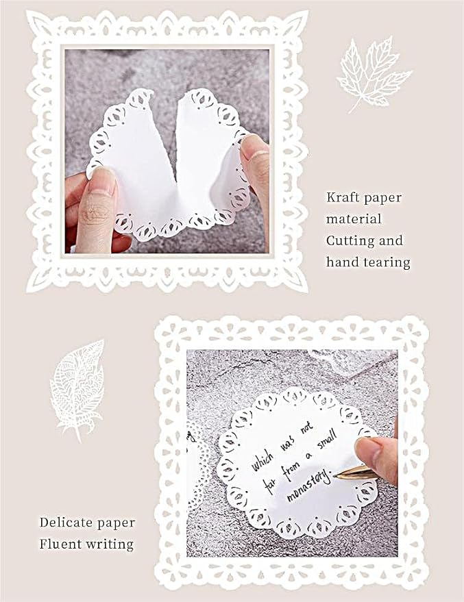 Diuhofart Vintage Scrapbook Embellishments Paper Cutout Lace for Scrapbooking Supplies, 40 Pcs Large Decorative Paper for DIY Craft Wedding Album, Junk Journals, Card Making