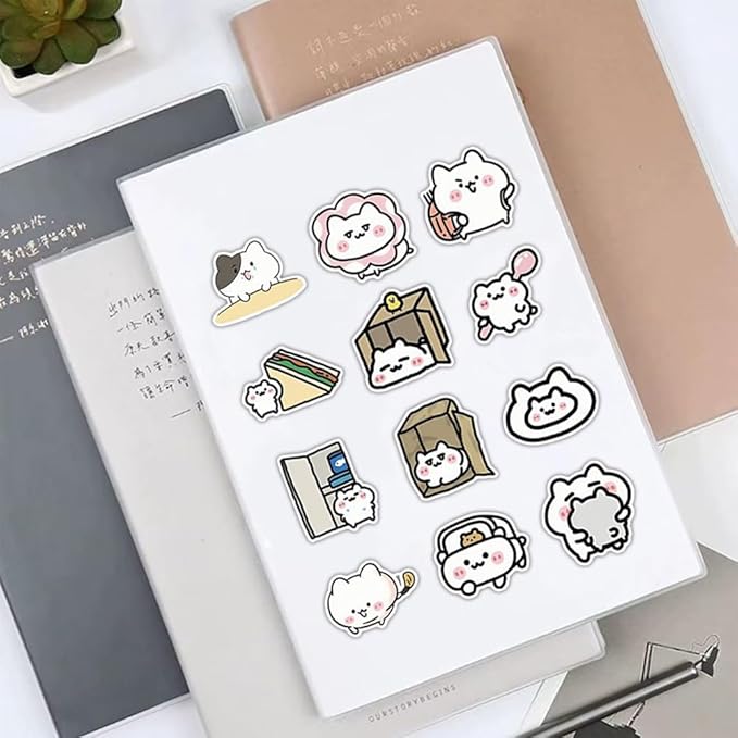 50Pcs Waterproof Vintage Stickers,Scrapbooking Supplies Kit,Aesthetic Decorative Craft Sticker for Planner, Bullet Journaling, Junk Journal, Water Bottles, Laptop, Retro Craft.White Cat