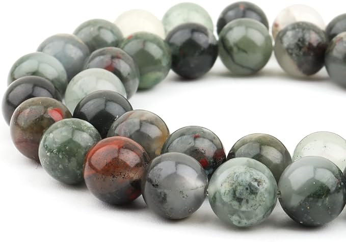 Natural Stone Beads for Jewelry Making - 6mm Gemstone Round Beads for Bracelets(58-60pcs, African Bloodstone)