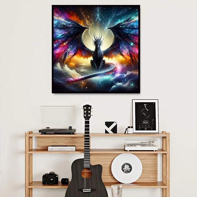 igoodom Dragon Diamond Art Kits for Adults, Starry Sky Dragon Diamond Painting Kit, Full Drill Round Diamond Art Kits, DIY Gem Art and Crafts for Home Wall Decor Gift 14x14inch
