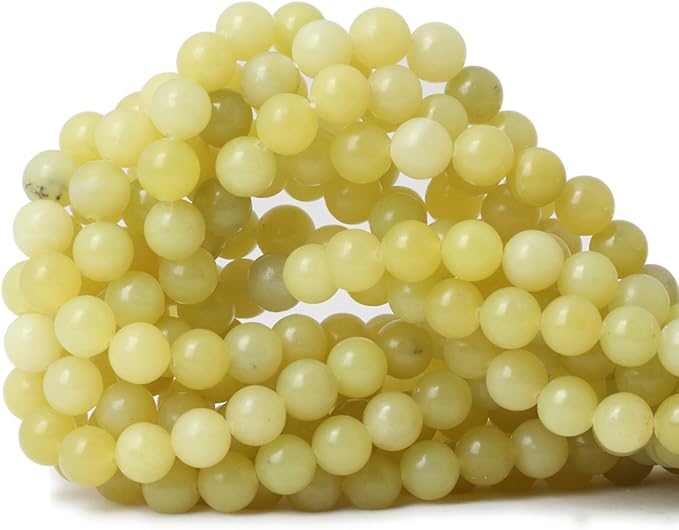 cheavian 45pcs 8mm natural yellow lemon jade gemstone round loose beads for jewelry making diy findings 1 strand 15"