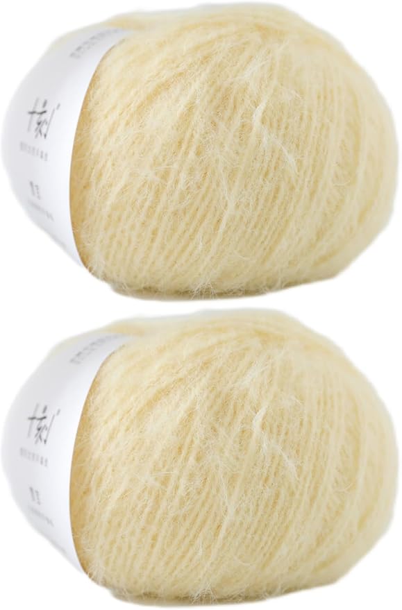 Snowbaby Wool Acrylic Blend Long Pile Yarn,(Worsted) Warm and Luxurious Fuzzy Yarn for Knitting and Crocheting DIY Hats Scarves Sweaters, 2 * 3.52oz/100g 207yds(16-Cheese)