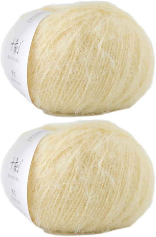 Snowbaby Wool Acrylic Blend Long Pile Yarn,(Worsted) Warm and Luxurious Fuzzy Yarn for Knitting and Crocheting DIY Hats Scarves Sweaters, 2 * 3.52oz/100g 207yds(16-Cheese)