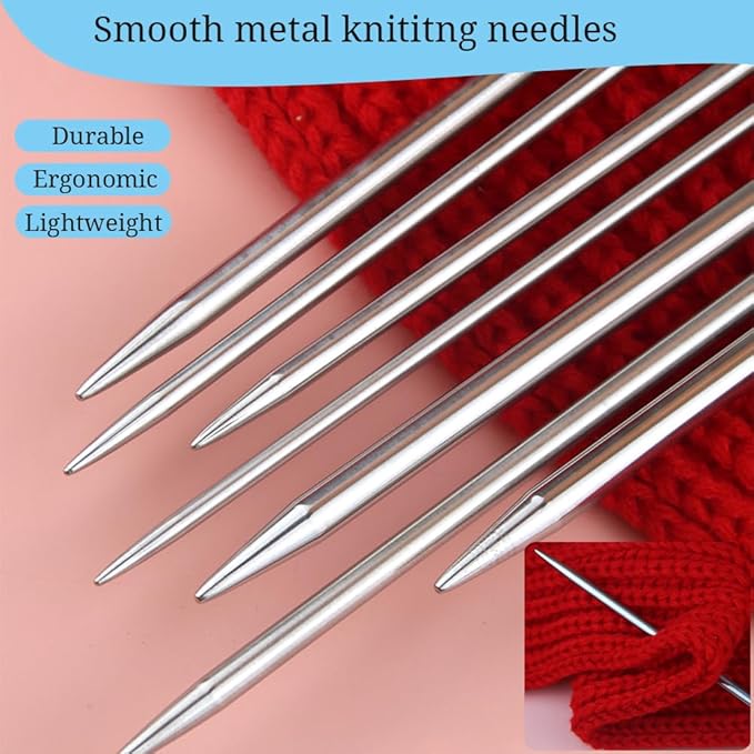 Weabetfu 55pcs Metal Knitting Needle Set,Aluminum Straight Single Pointed Stainless Steel Knitting Needles,11 Size 2mm-8mm,13.8inch Length for Handmade DIY Knitting with Accessories