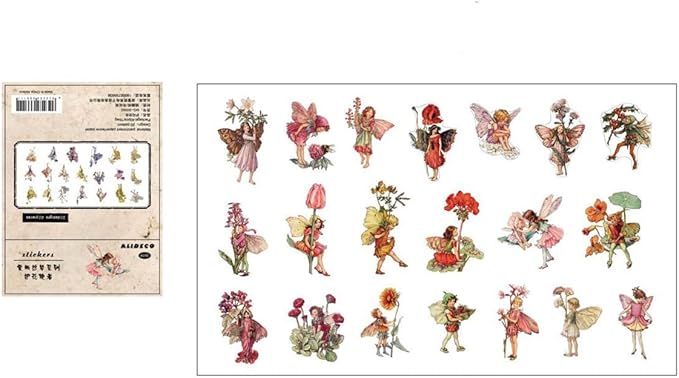 Alideco 80Pcs Vintage Flower Fairy Scrapbooking Stickers Scrapbook Paper Aesthetic Kawaii Girls Stickers for Journaling Assorted Phone Adult（huhuashizhe）