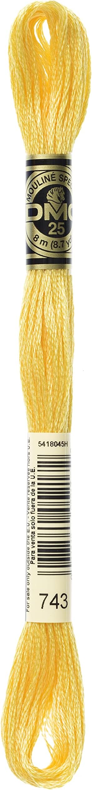DMC 6-Strand Embroidery Cotton Floss, Medium Yellow