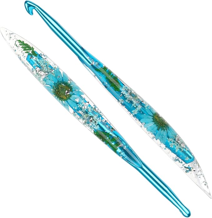 Katech 7mm Crochet Hooks with Floral Pattern-Elegant &Unique Crochet Needles-Longer Smooth Glide Crocheting Hook for Arthritic Hands, Beginners & Professional Ideal Crochet Gift