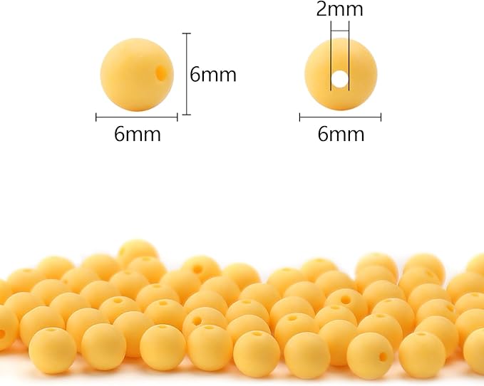 bonny boxx 1000pcs 6mm matte yolk yellow acrylic round beads, frosted plastic resin bubblegum balls chunky gumball beads for necklace and bracelet making, crafting supplies