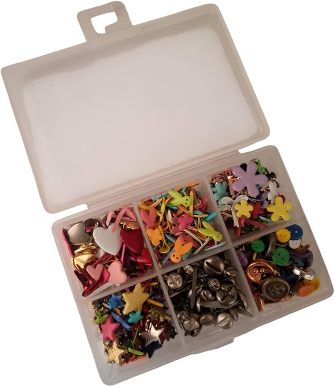 LLY Spring & Summer Craft Brads Set, 445PCS Assorted Shapes, Scrapbooking Fasteners Kit, Card Making& Creative Projects, DIY Paper Crafts Supplies