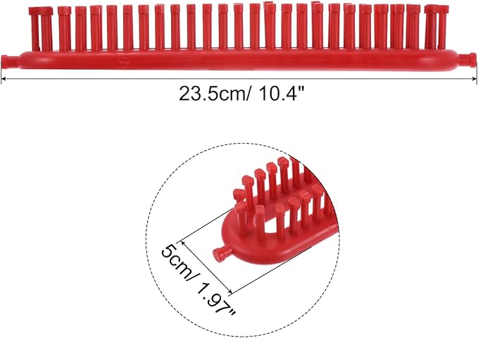 PATIKIL 52 Hooks 26cm Knitting Loom Machines Kit, Dense Teeth Darning Weave Tool with Accessories for Scarf Sweater Shawl Blankets Mending Weaving Stitching, Red