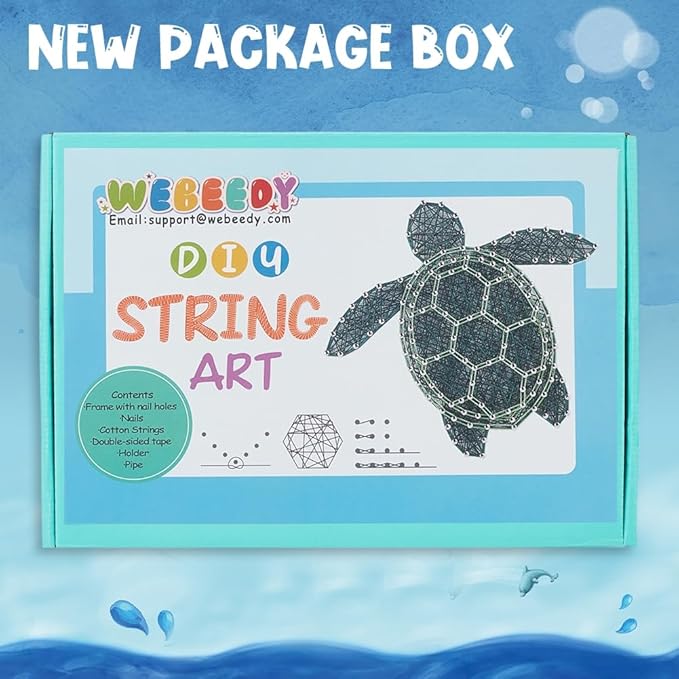 WEBEEDY 3D String Art Kit for Adults Beginners, DIY Sea Turtle String Craft Kit, Include All Necessary Accessories and Frame, Home Wall Poke Art Christmas Holiday Mother's Day Unique Decor Gift
