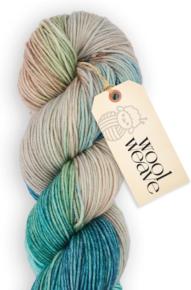 Superwash Merino Wool Yarn for Knitting & Crocheting - Hand Dyed Blue & Green Variegated Yarn, 100gr, 240 Yards, Dk Weight - Luxurious, Soft & Durable