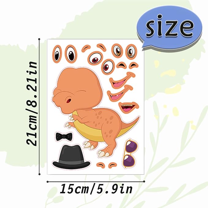24 sheets 8.27''×5.9'' make your own stickers for kids toddlers, make a face stickers mix and match with unicorns dinosaur horse and sea animals for kids party favors activities