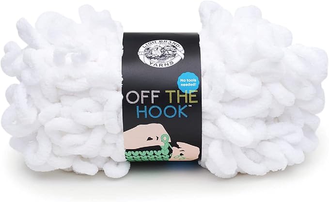 Lion Brand Yarn Off the Hook Yarn, Bulky No-Needle Craft Yarn for Crocheting, Hand-Knitting, 1-Pack, Sugarcane