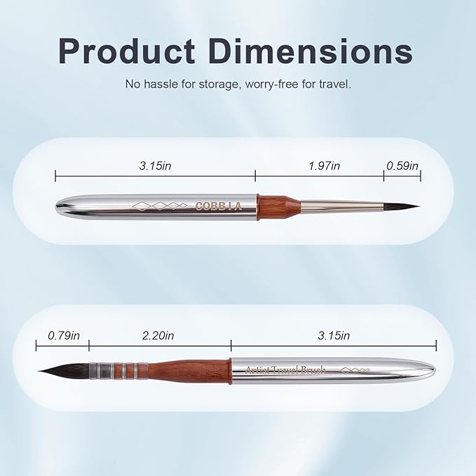 Professional Travel Watercolor Brush Set - Squirrel Hair Mop Paintbrushes for Artists, Portable Art Supplies for Water Color Painting