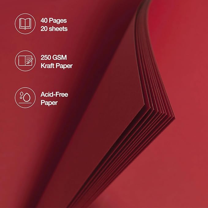 potricher 8 x 8 Inch DIY Scrapbook Album 40 Pages Hardcover Kraft Paper Scrap Book Photo Albums Memory Book for Wedding and Anniversary Family (Red, 8 Inch)