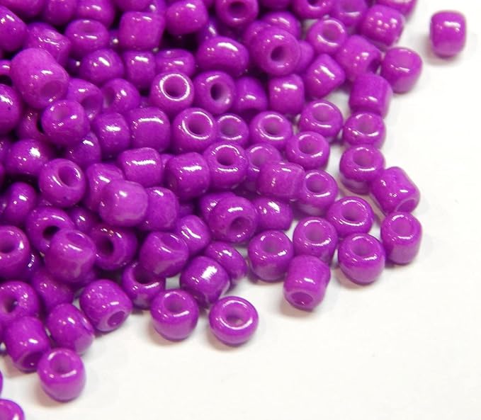 Perlin Glass Seed Beads 4mm 6/0 Round 1100pcs Mini Small Pony Spacer Beads Kit for Jewelry Making Earrings Bracelets Pendants Waist DIY Handmade (Purple Opaque)